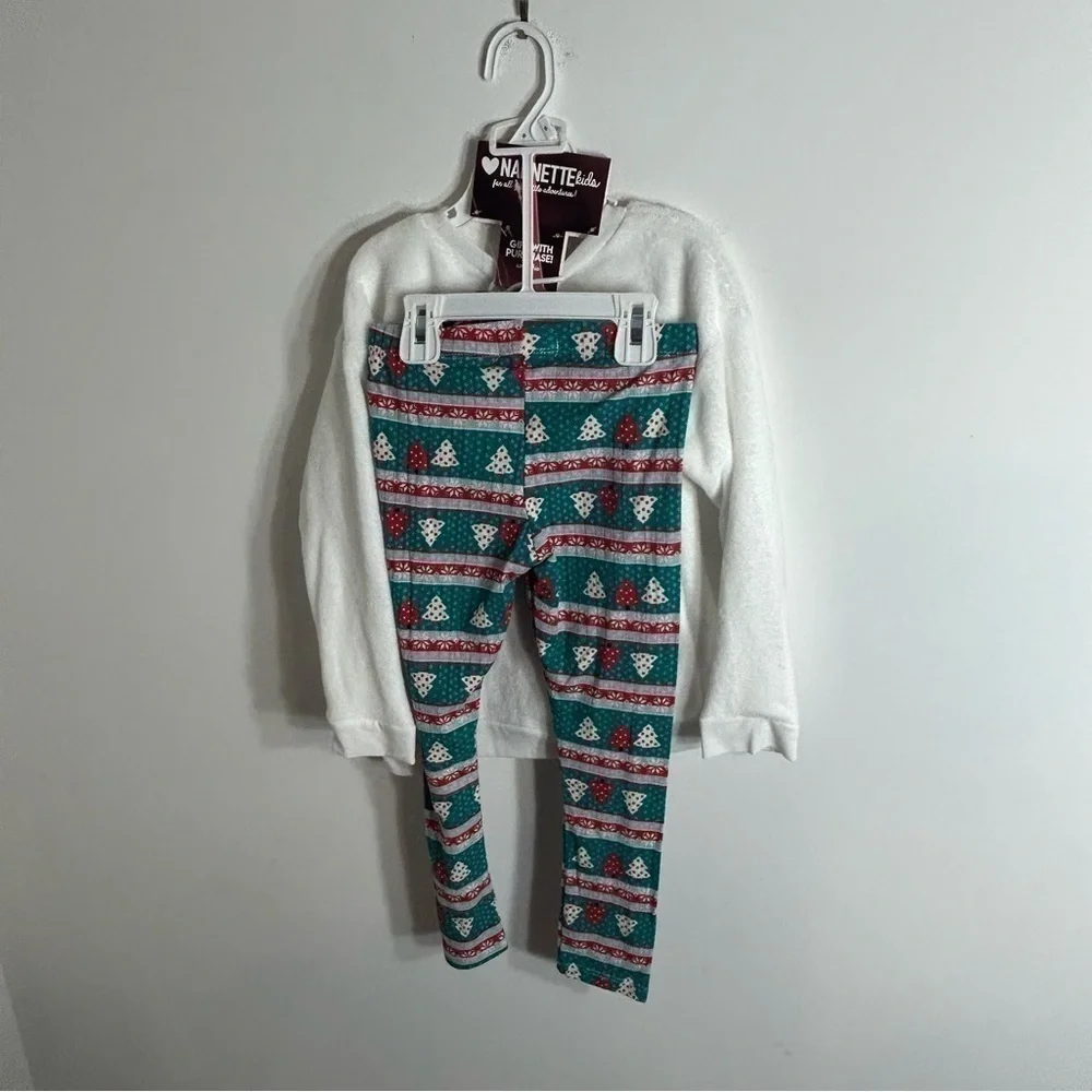 Nanette Kids Unicorn Outfit Sweatshirt Pants Headband NWT Sz 6 White Green